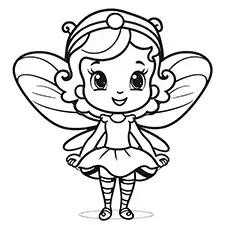 Cute Black Fairy Coloring Page Black & White