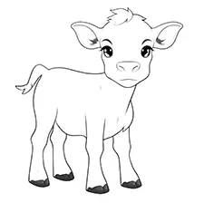 Cute Cow Coloring Page Black & White