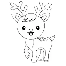 Cute Walking Deer Coloring Page Black & White