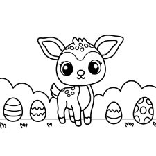 Cute Easter Fawn Coloring Page