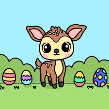 Cute Easter Fawn Coloring Page