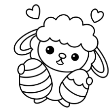 Cute Easter Lamb Coloring Page
