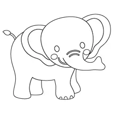 Cute Elephant Coloring Page Black & White