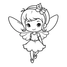 Cute Fairy Coloring Sheet Black & White