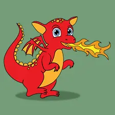 Cute Fire-Breathing Dragon Coloring Page