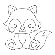 Cute Fox Coloring Page Black & White