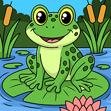 Cute Frog Coloring Page