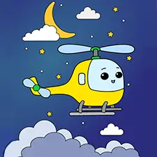 Cute Helicopter Coloring Page