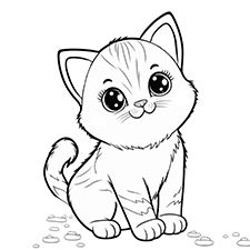 Cute Kitten Coloring Page