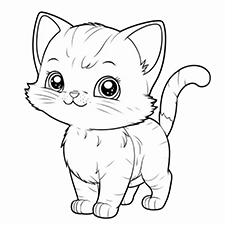 Cute Kitten Free Coloring Page