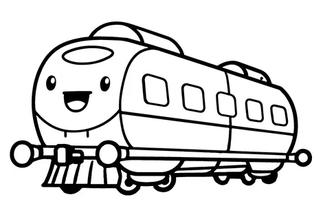 Cute Modern Train Coloring Page Black & White