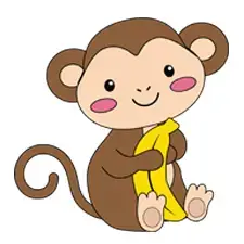 Cute Monkey Holding A Banana Coloring Page