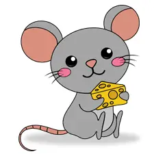 Cute Mouse With Cheese Coloring Page