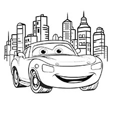 Cute Orange Car Coloring Page Black & White