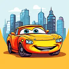 Cute Orange Car Coloring Page