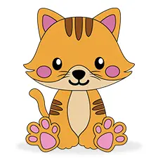 Cute Orange Cat Coloring Page 