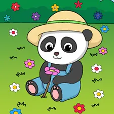 Cute Panda Gardener Coloring Page