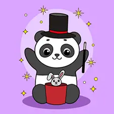 Cute Panda Magician Coloring Page