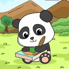 Cute Panda Painting Coloring Page
