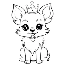 Cute Princess Dog Printable Black & White