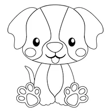 Cute Puppy Coloring Page Black & White