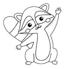 Cute Dancing Raccoon Coloring Page B&W