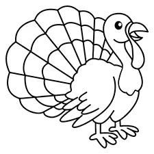 Cute Red Turkey Coloring Page Black & White