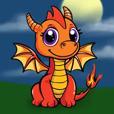 Cute Simple Dragon Coloring Page