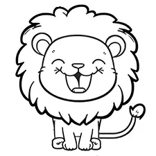 Cute Smiling Lion Coloring Page