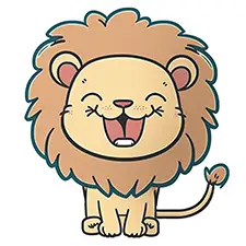 Cute Smiling Lion Coloring Page Color