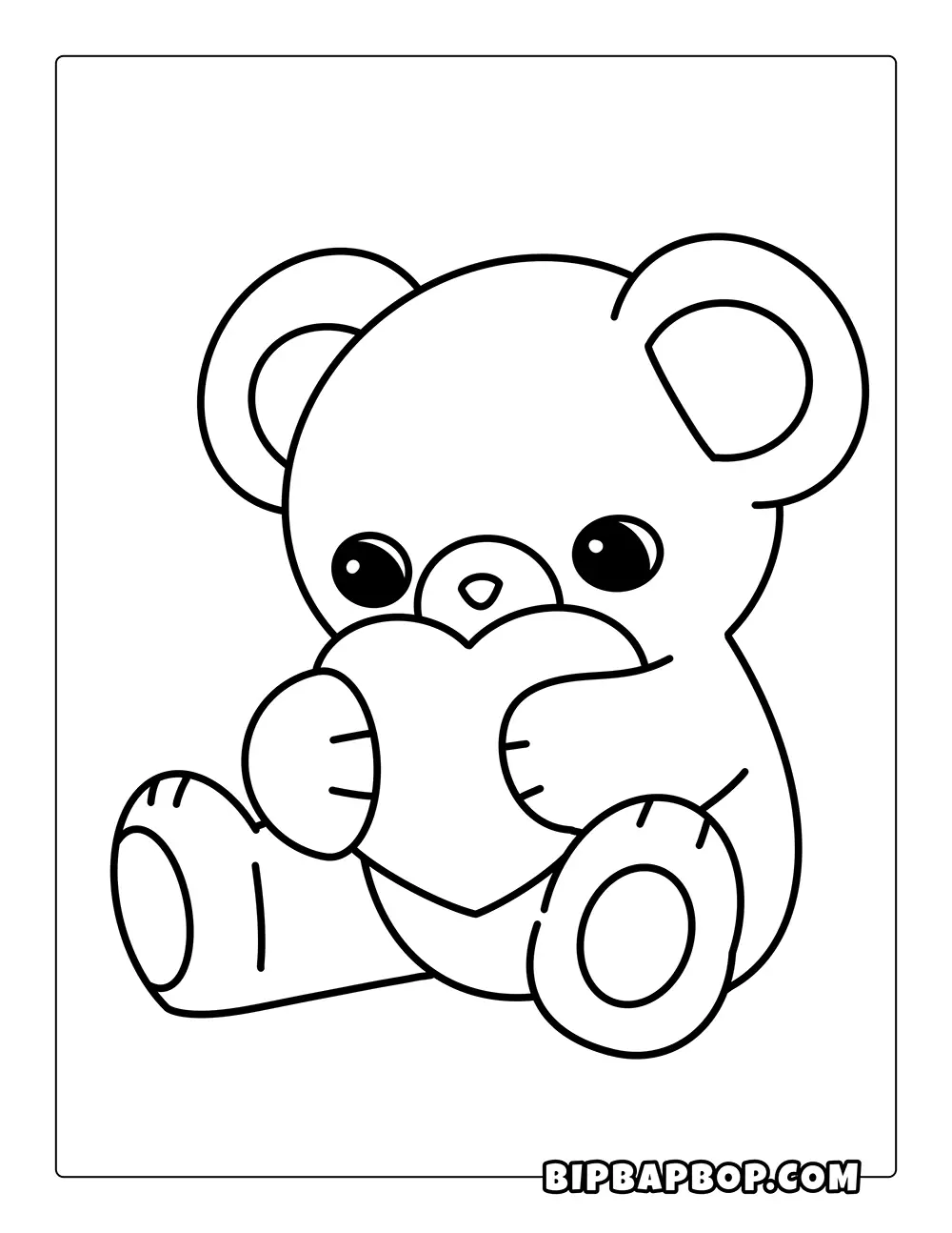 Cute Teddy Bear Heart Coloring Page