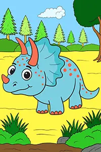 Cute Triceratops Coloring Page Free PDF Download Color