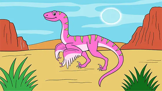 Cute Velociraptor Coloring Page For Kids Color