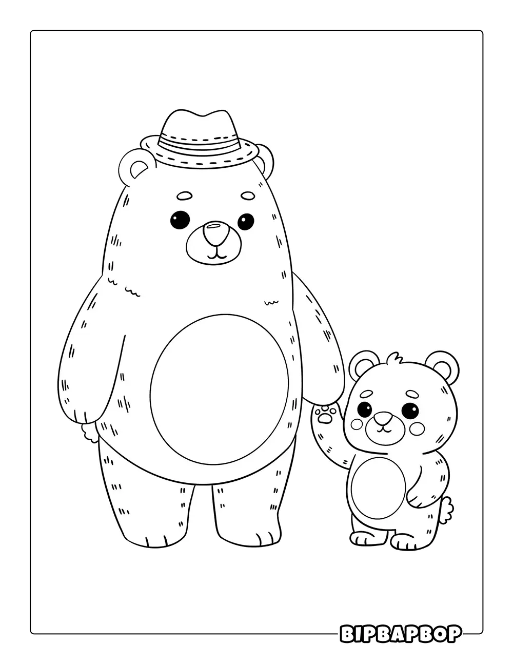 Daddy Bear & Baby Bear Coloring Page