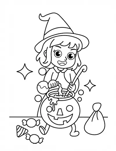 Dancing Cauldron Coloring Page