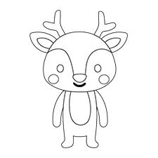 Simple Standing Deer Coloring Page Black & White