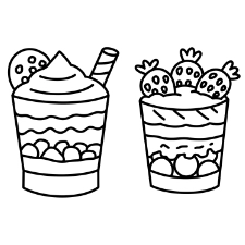 Dessert Cups Coloring Page