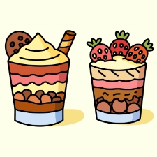Dessert Cups Coloring Page