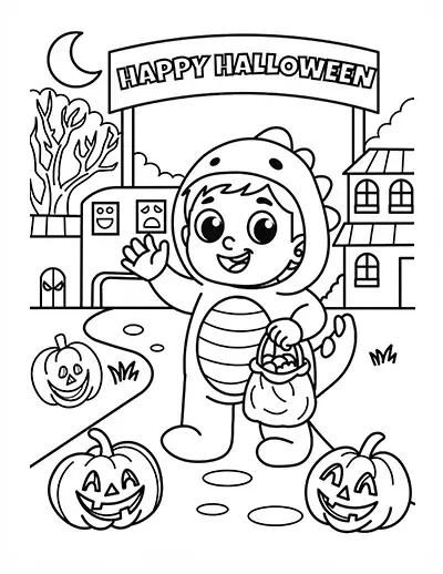 Dinosaur Boy Coloring Page