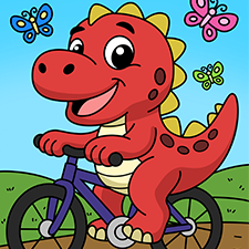 Dinosaur Riding A Bike Printable