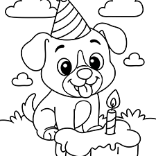 Dog Birthday Party Coloring Page