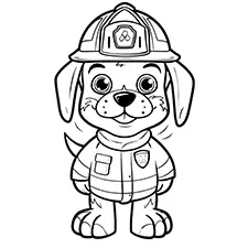 Dog Fireman Coloring Page Black & White