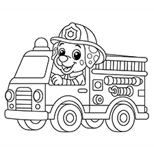 Dog Fireman Coloring Page