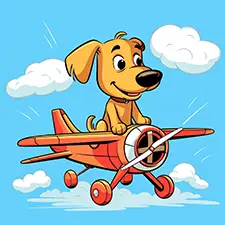 Dog Flying Airplane Coloring Page Color