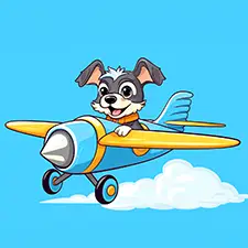 Dog Pilot Flying Airplane Coloring Page Color
