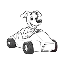 Dog Racing Car Coloring Page Black & White