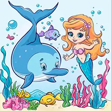 Dolphin And Mermaid Coloring Page