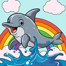 Dolphin With Rainbow Coloring Page
