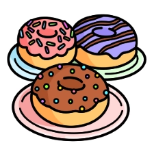 Donut Trio Coloring Page