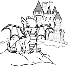 Dragon & Castle Coloring Page